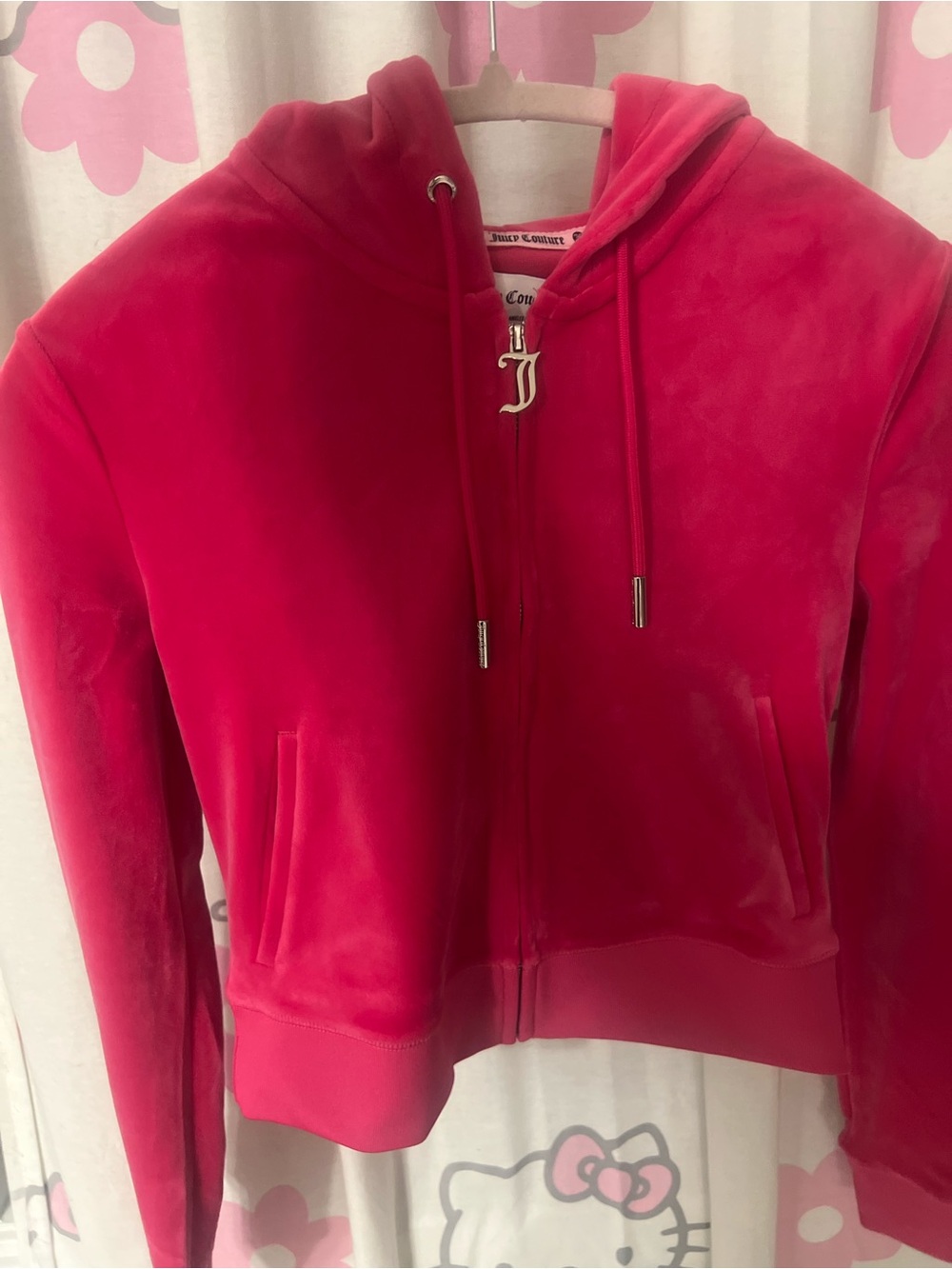 Juicy Couture Women's Xs Pink Velour Zip-Up Hoodie